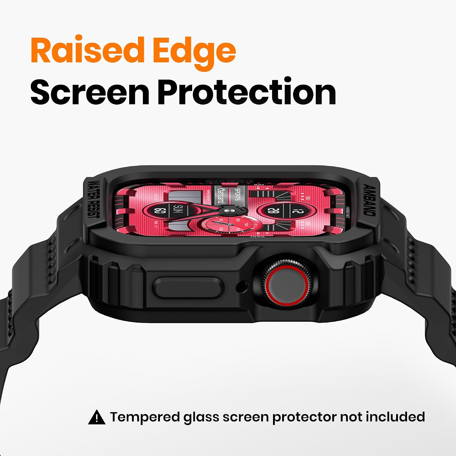 amBand Compatible for Apple Watch Band 41mm 40mm 38mm with Bumper Case, Rugged Men Women Bands for iWatch SE 3 SE2nd SE Series 9 8 7 6 5 4 3 2, Sport Military Protective Cases Drop-Proof, Matte Black