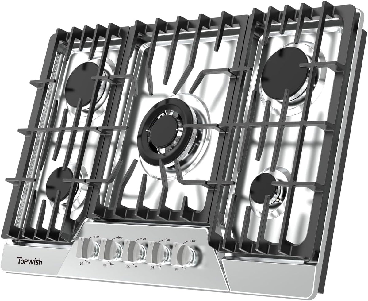 Gas Cooktop 30 Inch, Built-in 5 Burner Propane Stove Gas Stove Top