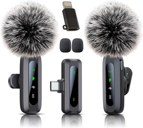 Wireless Mini Microphone for iPhone 15/16/17, iPad, Android, Wireless Lavalier Microphone with Noise Reduction, Portable USB C Lapel Mic for Video Recording, Vlog, Tiktok, YouTube