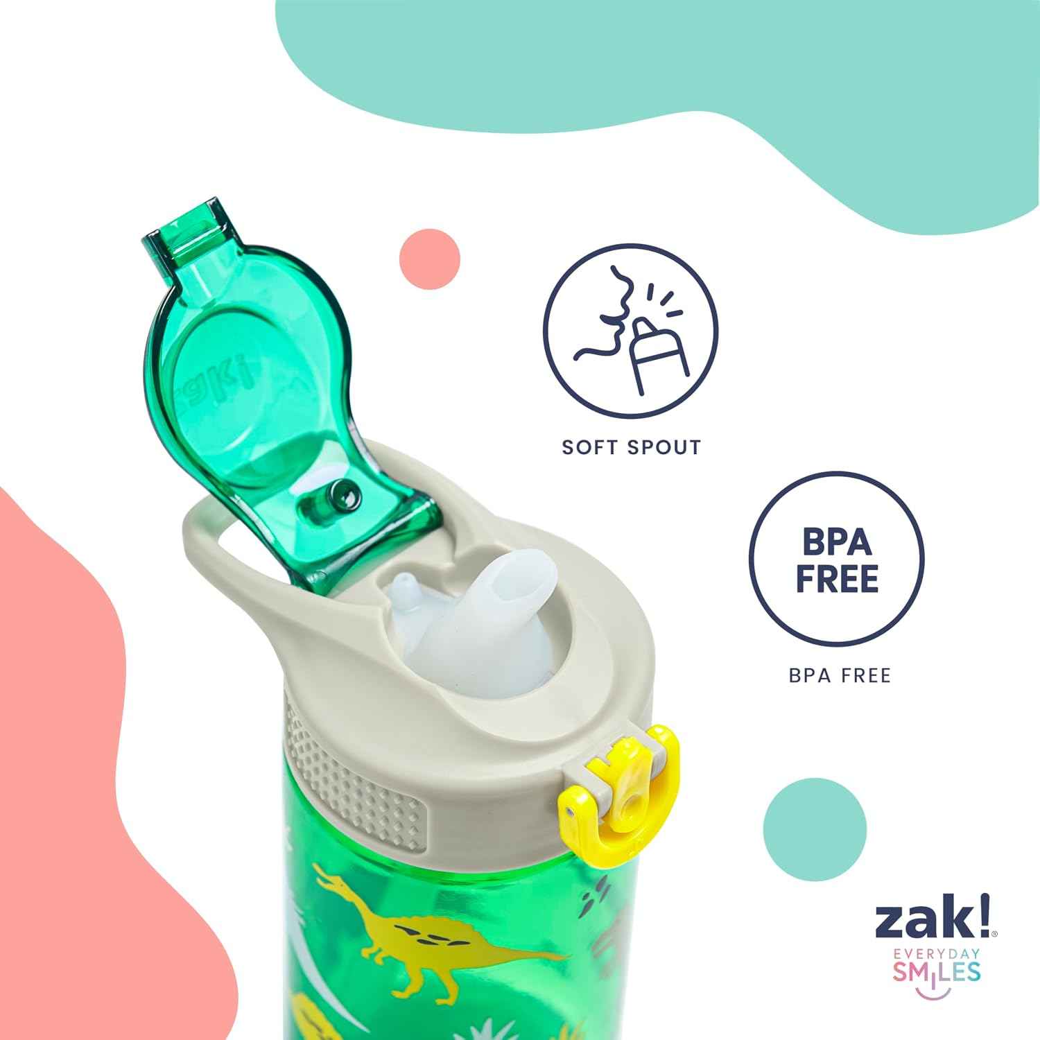Zak Designs Minecraft Creeper Sage 16oz Leak-Proof Straw Kids Water Bottle