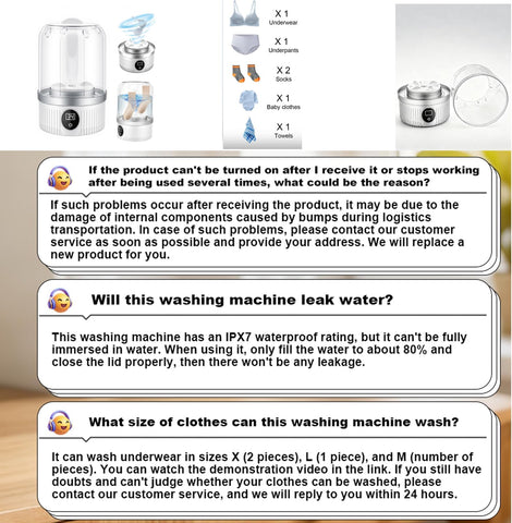 Underwear Washer Portable Washing Machine Small Washing Machines, Mini Washing Rechargeable Cordless Washing-Machine, Laundry Cup for Bra, Underwear, Socks (1, 1.3L)