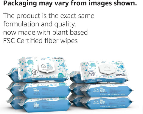 Amazon Brand - Mama Bear 99% Water Baby Wipes, Hypoallergenic,formulated without Fragrance, 72 Count