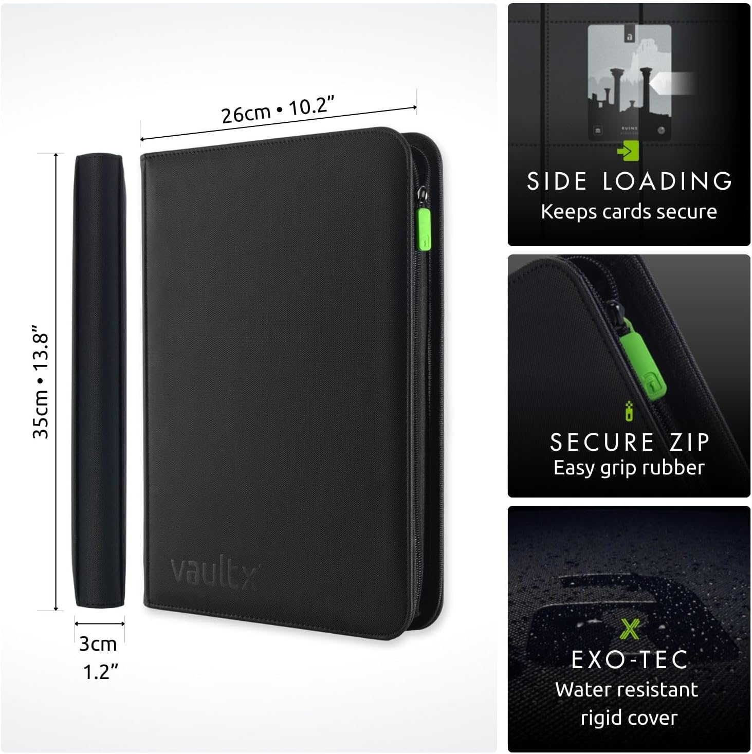 Vault X 9 Pocket Zip Trading Card Binder 360 Cards Exo-Tec (Black)