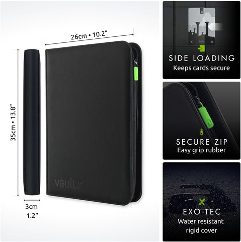 Vault X 9 Pocket Zip Trading Card Binder 360 Cards Exo-Tec (Black)