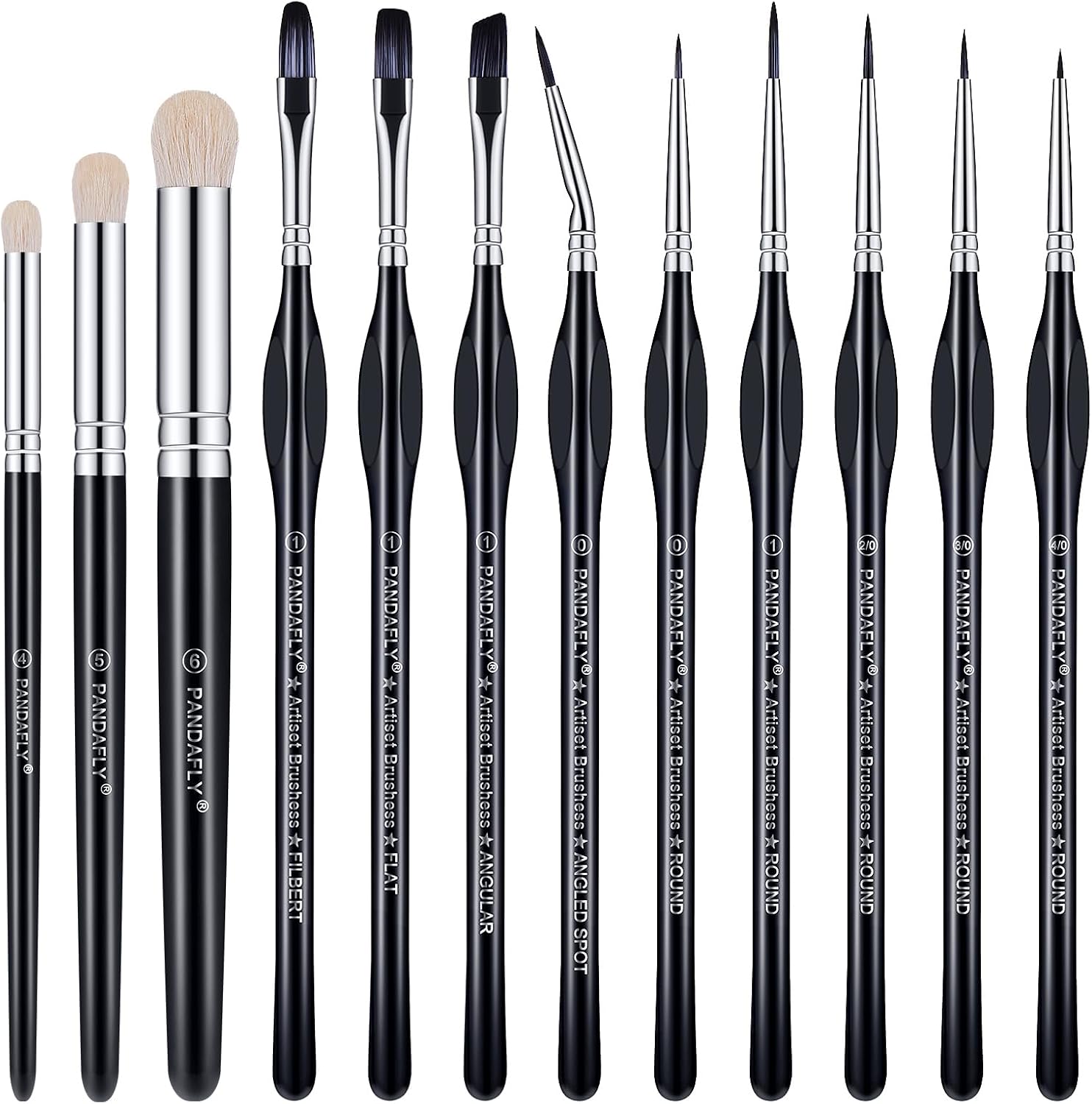 PANDAFLY Miniature Paint Brushes Drybrush Set, 12 Sizes