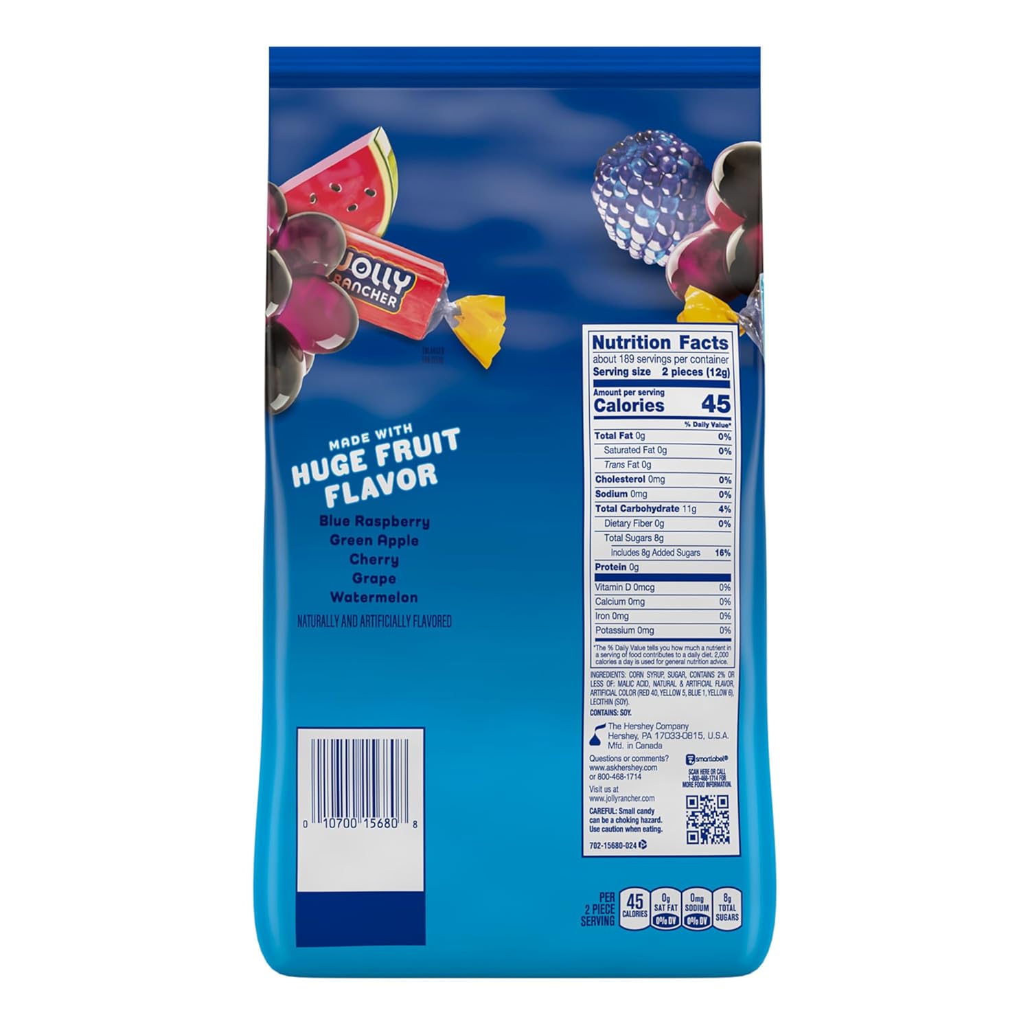 JOLLY RANCHER Assorted Fruit Flavored Hard Candy Bulk Bag, 5 lb
