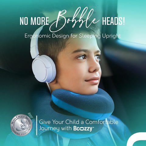 BCOZZY Kids Travel Neck Pillow (8-12 Y/O) - Patented Soft Pillow for Head & Chin Support in Car Seat, Airplane, and Road Trips. Adjustable Size, Fully Washable, Carry Bag, Medium, Pink