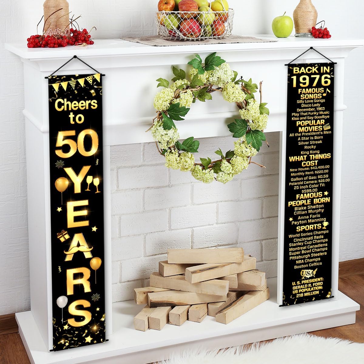 50th Birthday Party Anniversary Decorations Cheers to 50 Years Banner Party Decorations Welcome Porch Sign for Years Birthday Supplies (50th-1976)
