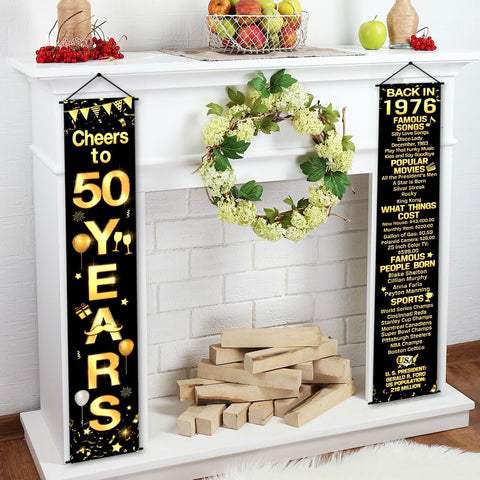 50th Birthday Party Anniversary Decorations Cheers to 50 Years Banner Party Decorations Welcome Porch Sign for Years Birthday Supplies (50th-1976)