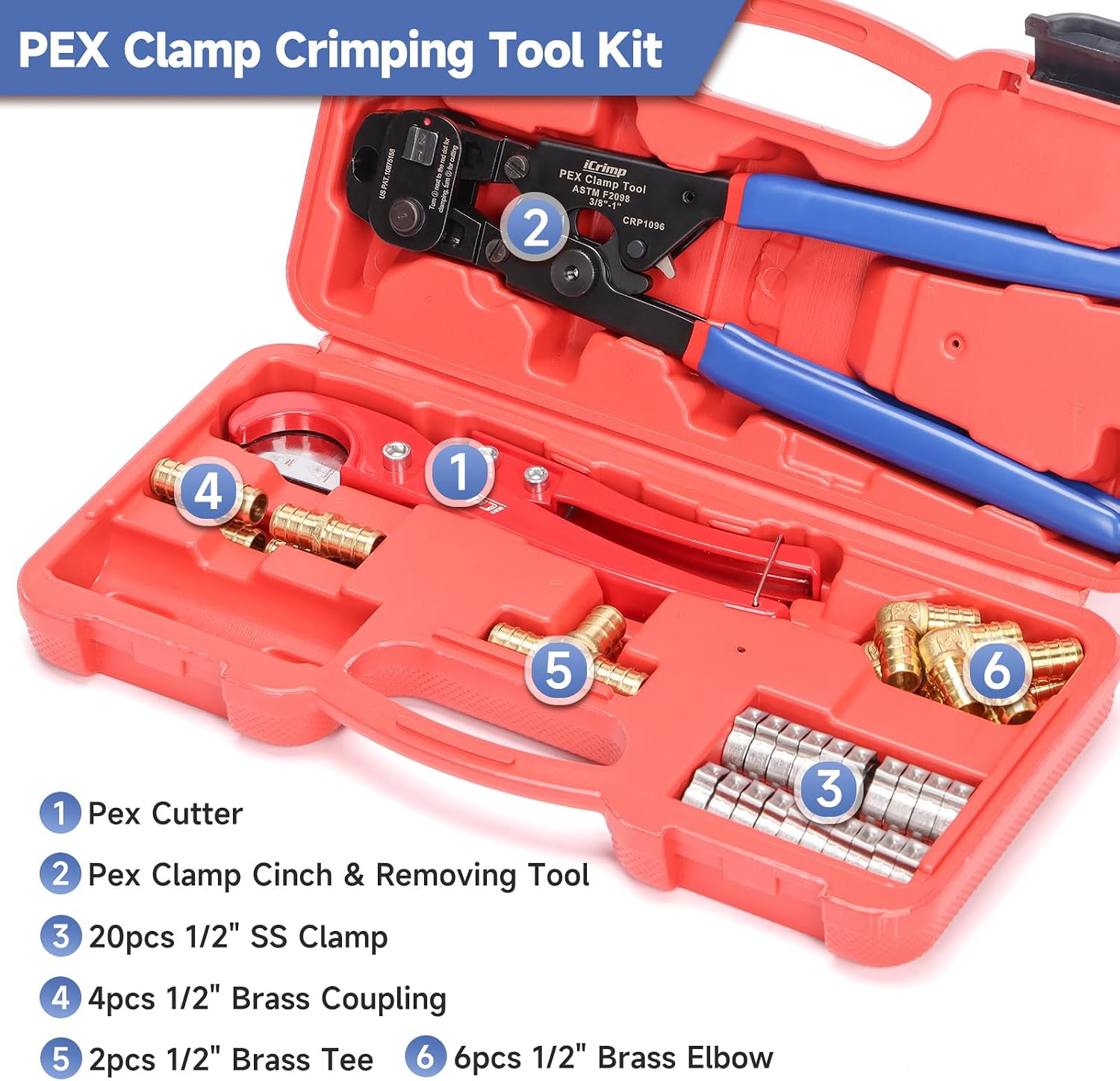 iCrimp PEX Cinch Remove Tool Kit with Fittings for 3/8"–1"