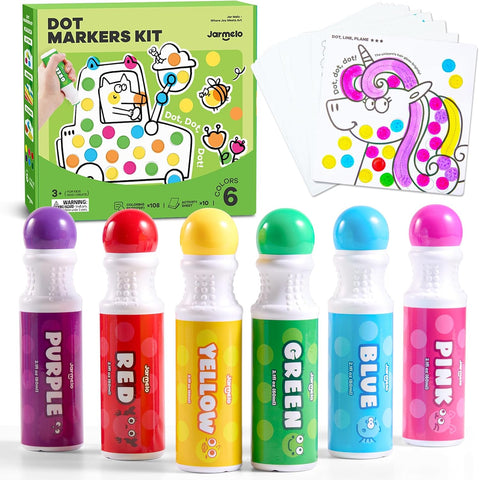 Jar Melo Washable Dot Markers for Toddlers, 6 Colors, Large 60ML