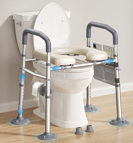 Bluelog Raised Toilet Seat Risers with Handles for Seniors, White