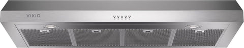 VIKIO HOME Under Cabinet Range Hood 42 Inch, 1200 CFM Dual-Motor Kitchen Vent with LED Lights, Button Control, Ducted Vent Hood, Reusable 5-Layer Aluminum Filters, Stainless Steel