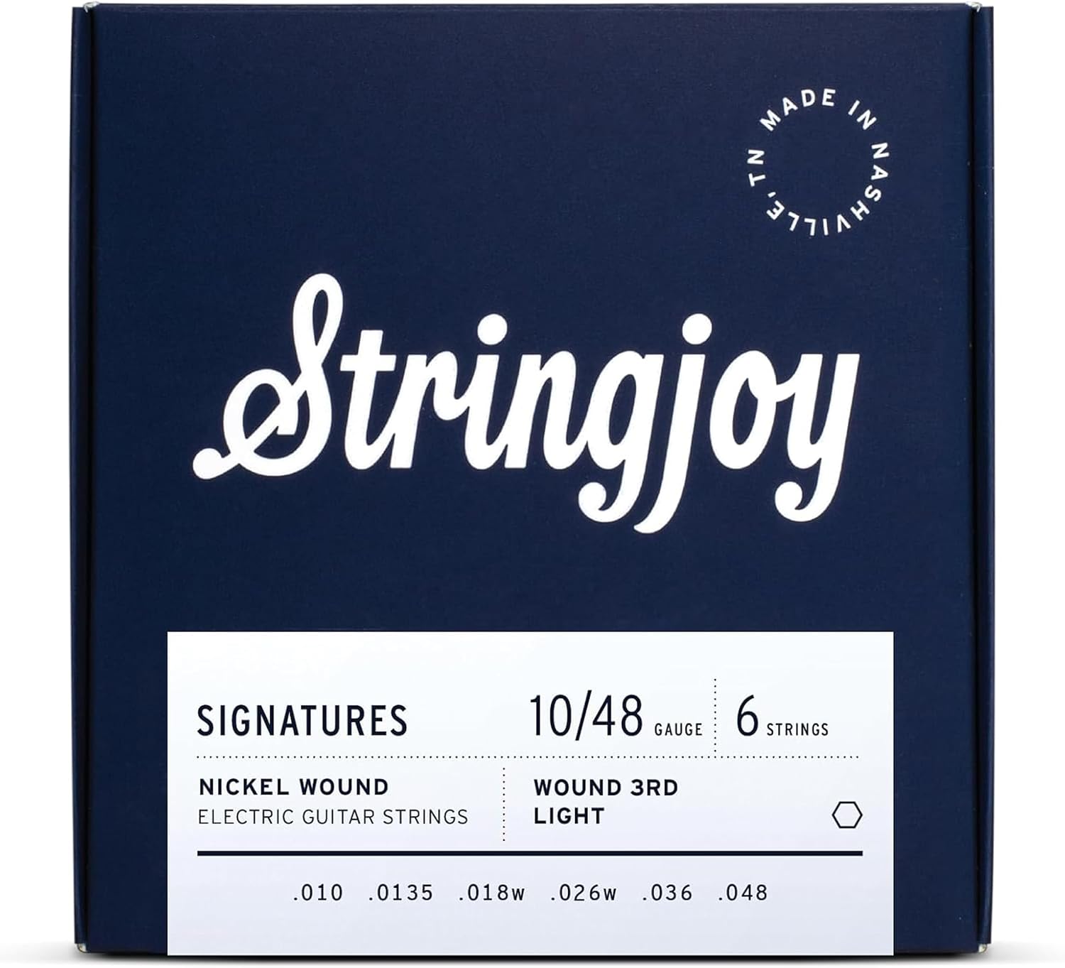 Stringjoy Signatures 10-48 Balanced Light Wound 3rd guitar strings – Nickel Wound Electric Guitar Strings - Balanced Tension and Optimal Tone with a Wound 3rd String, Electric 6 String Set, 1-Pack