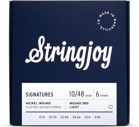 Stringjoy Signatures 10-48 Balanced Light Wound 3rd guitar strings – Nickel Wound Electric Guitar Strings - Balanced Tension and Optimal Tone with a Wound 3rd String, Electric 6 String Set, 1-Pack
