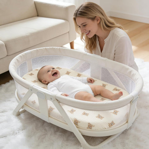 Organic Baby Bassinet Sheets 33”x17” 100% Muslin Cotton for Baby Girl Boy, Soft Fitted Mattress Pad Cover Compatible with Halo BassiNest Swivel Sleeper, Graco, Baby Delight, Chicco, Angelbliss