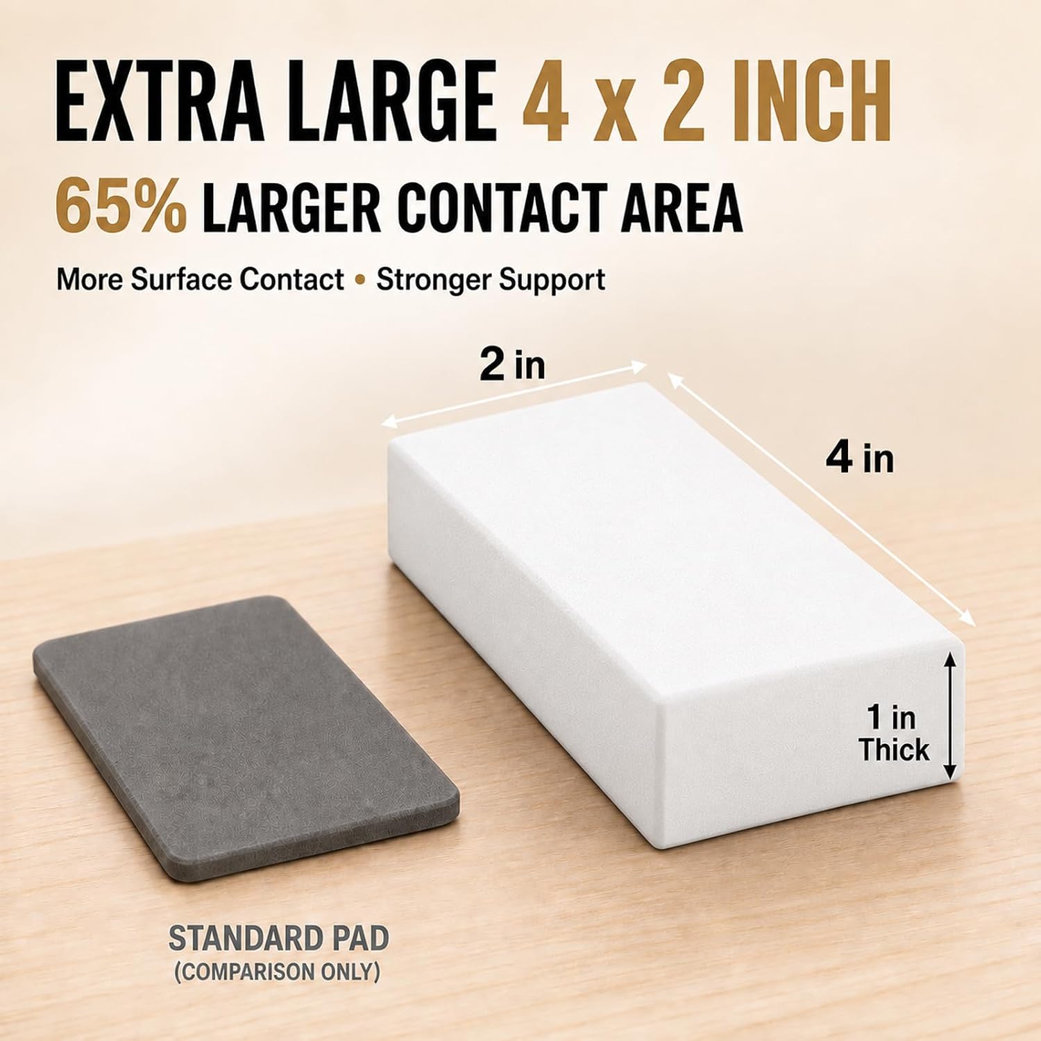 LveSunny 24Pcs Extra Large Headboard Stoppers for Wall, 4 x 2 Inch EVA Foam Furniture Wall Protectors, 8Pcs 1 Inch Thick + 16Pcs 0.2 Inch Thick Bed Frame Noise Stoppers, Couch Wall Spacers, White
