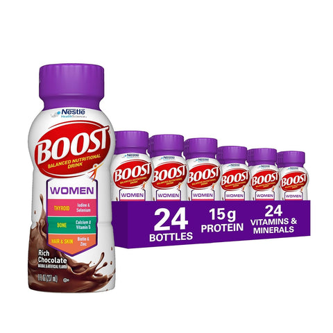 BOOST Women Balanced Nutritional Drink, Rich Chocolate, 8 fl oz (Pack of 24)