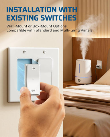 DEWENWILS Wireless Magnetic Remote Control Outlet Plug 15A 1875W, No Wiring Rocker Wall Switch 100FT RF, Remote Plug for Table Floor Lamp, LED Ceiling Lights, Hexagon Garage Lighting Christmas Decor