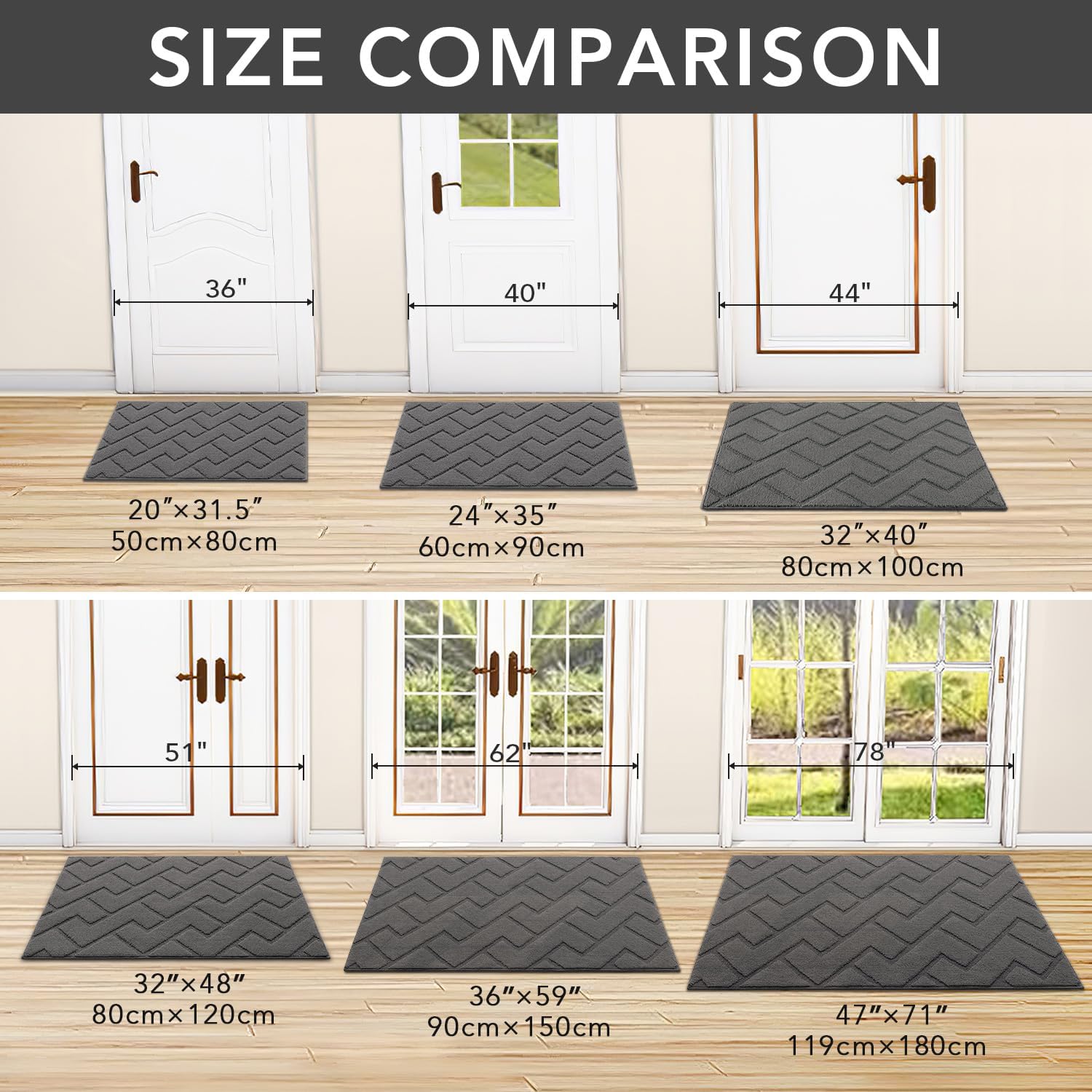 hicorfe Door mat Indoor Entrance,Dirt Trapper Door Mat,Non-Slip Welcome mat