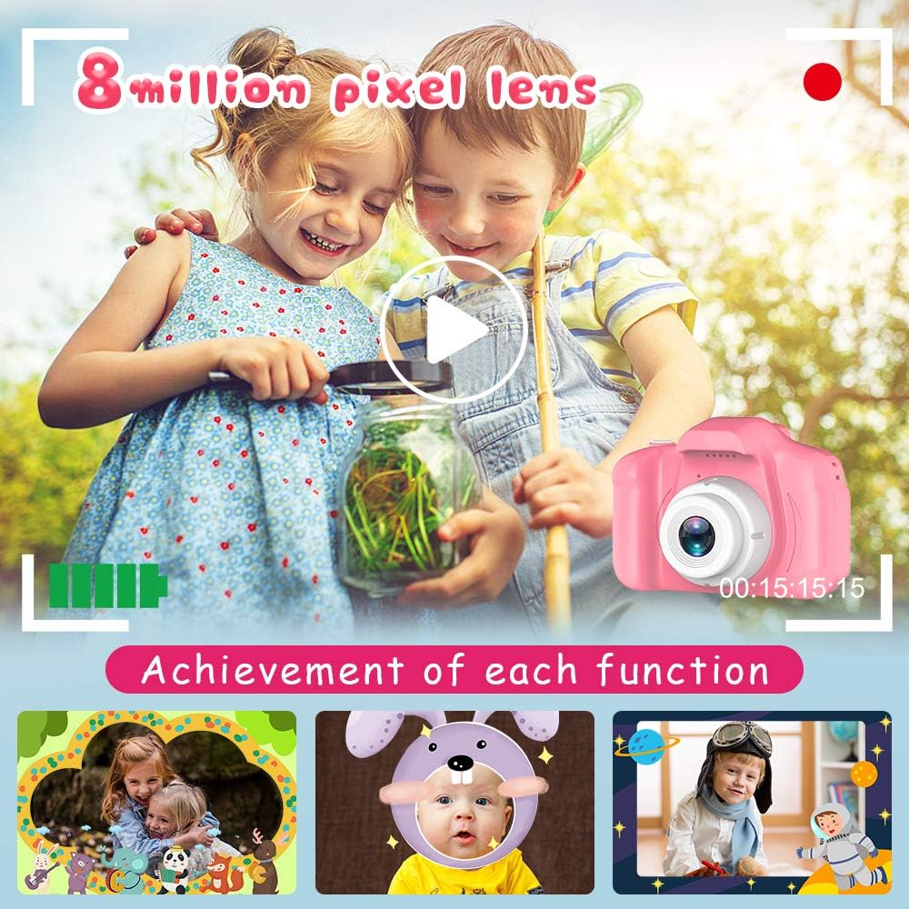 Seckton Upgraded Kids Selfie Camera, HD Digital Video Camera for Kids-Pink