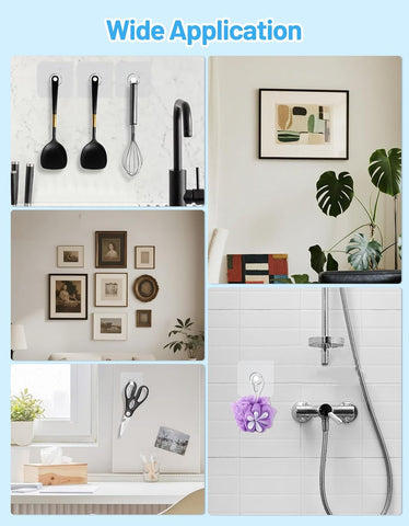16 Pcs Picture Hangers Without Nails, 20 lb Adhesive Wall Hooks