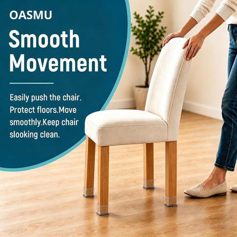OASMU 32 Pcs Chair Leg Floor Protectors for Hardwood Floors Square