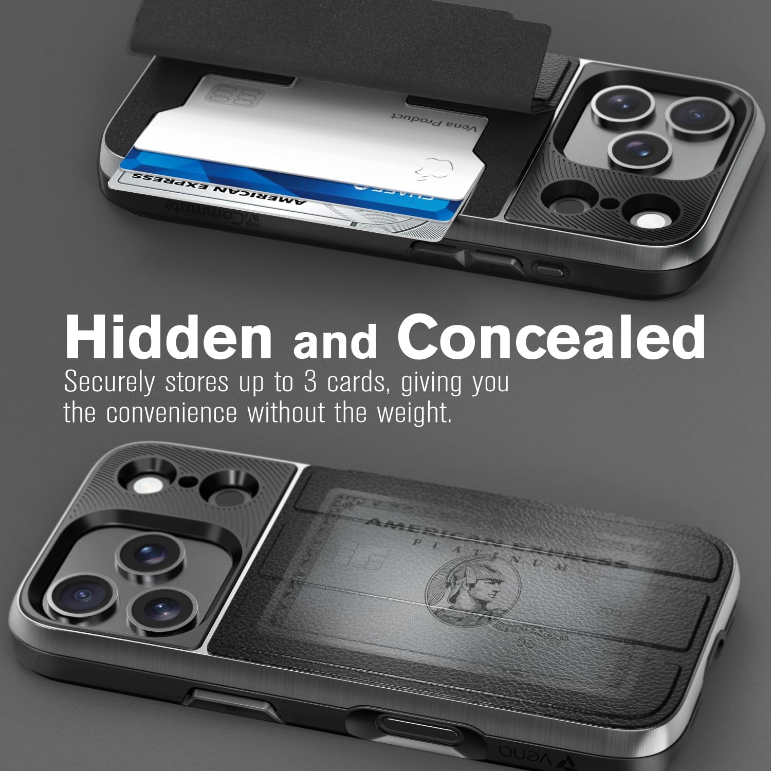 VENA vCommute for iPhone 17 Pro Max Wallet Case, Black
