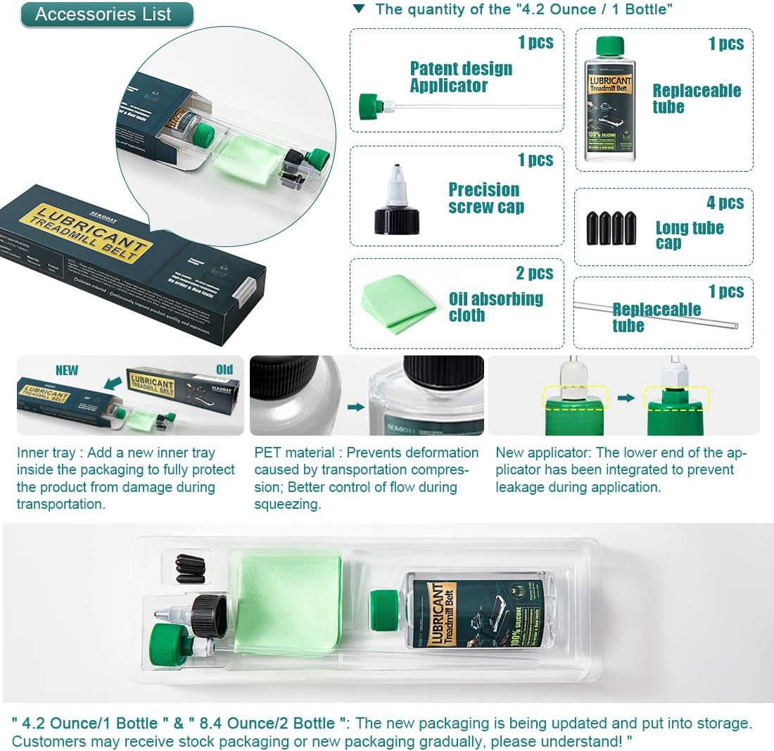 SEKODAY Silicone Treadnmill Belt Lubricants/Lubes, High Temperature Resistant and Stable Lubricant,with Hard Application Tubes and Precision Screw Caps for Easy Use