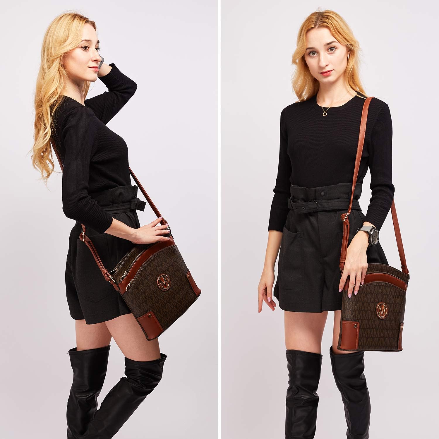 BTF BE TOP FASHION Crossbody Bags for Women Travel Vegan Leather Multi Zip Pockets Crossbody Shoulder Purses Trendy