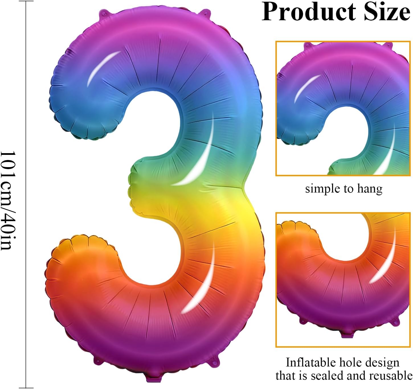 Number 13 Balloons for 13th Birthday Party Decorations, 0-100 Large No.13 Balloons for Girls Boys and Daughter Son, 40 Inch Rainbow Foil Helium Balloon for 13 Year Old Anniversary Decorations
