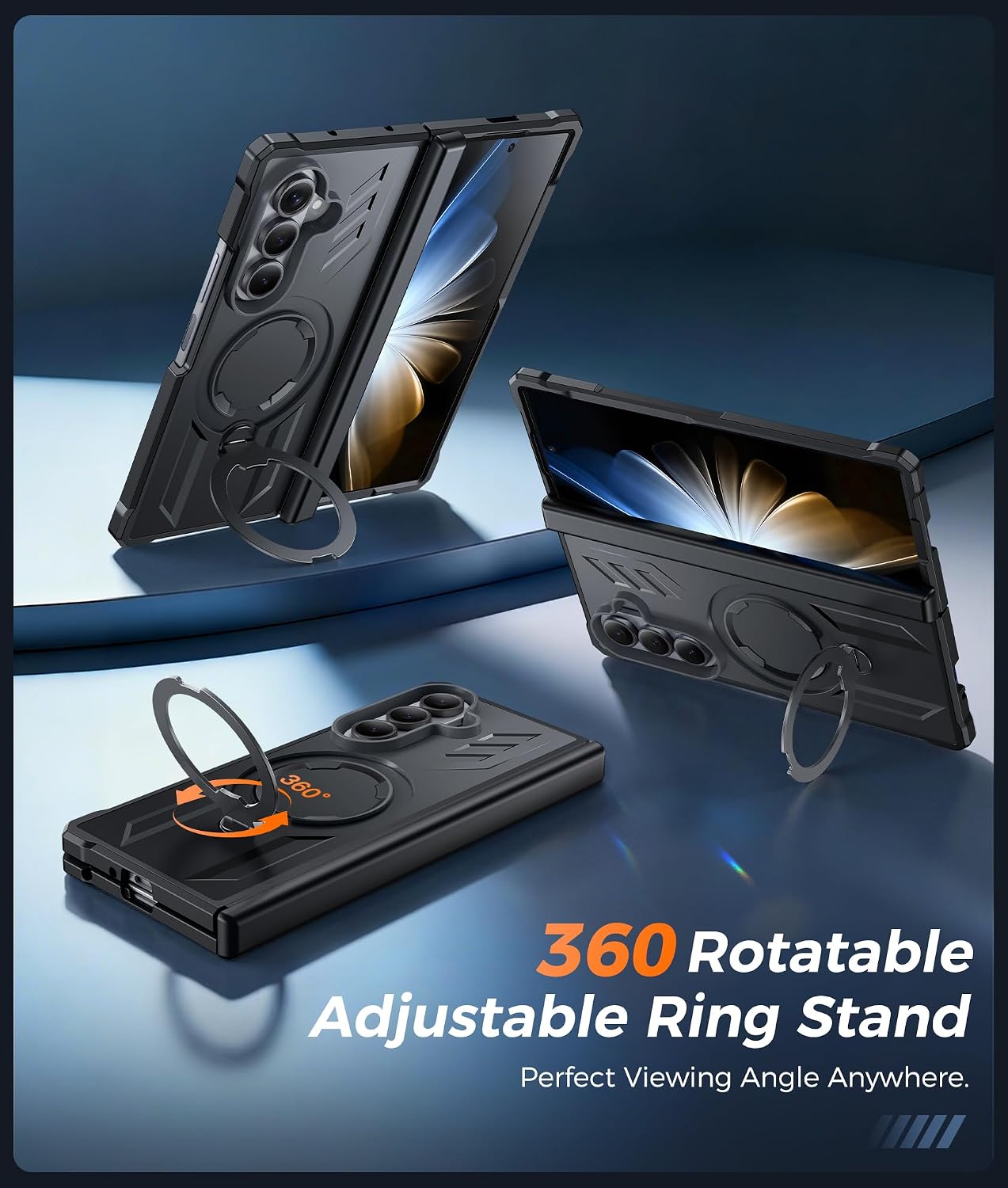 FNTCASE for Samsung Galaxy Z Fold 7 Case with 360 Spin Magnetic Kickstand