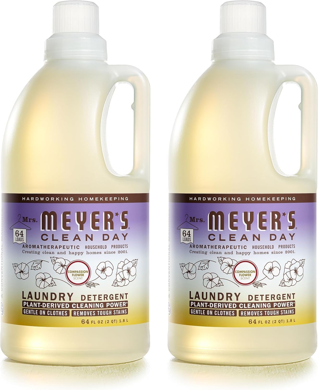 MRS. MEYER'S CLEAN DAY Liquid Laundry Detergent, Infused with Essential Oils, Peony, 64 oz (64 Loads)