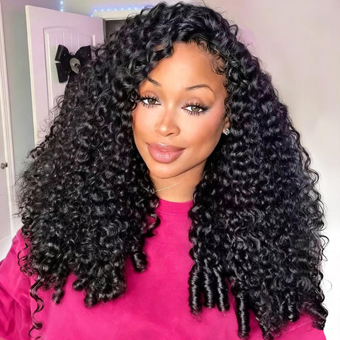 XSY Burmese Curly Half Wig Human Hair for Black Women 18 Inch Natural Black