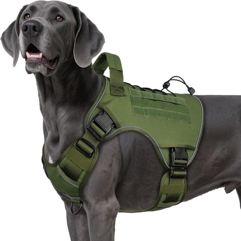 WINGOIN Green Tactical Dog Harness for Extra Large Dogs,No Pull Dog Harness