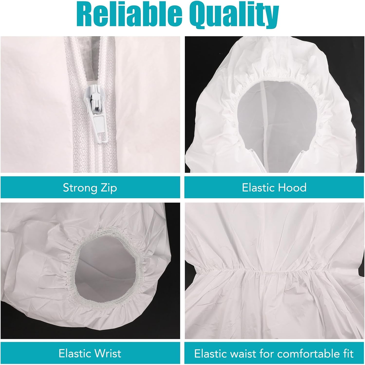 FURWEY Hazmat Suits 1/10 Pack Disposable Coveralls, with Elastic Wrists, Ankles and Hood, Available in 4 sizes