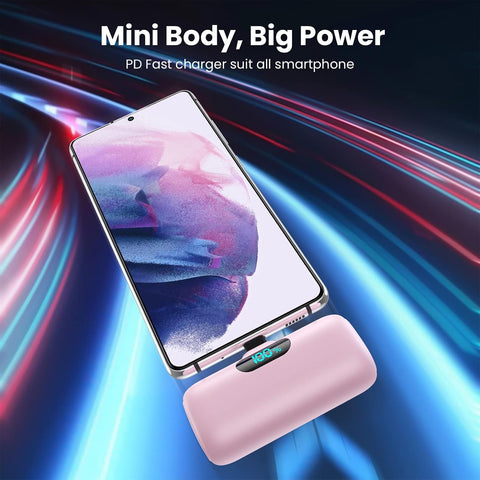 [2-Pack] Mini Portable Charger 5000mAh Power Bank,3A PD USB C Cell Phone Portable Power, LCD Display Battery Pack Compatible with iPhone 17/17 Air/16/16 pro/15/15 pro Max/Android/Samsung/Moto/LG etc