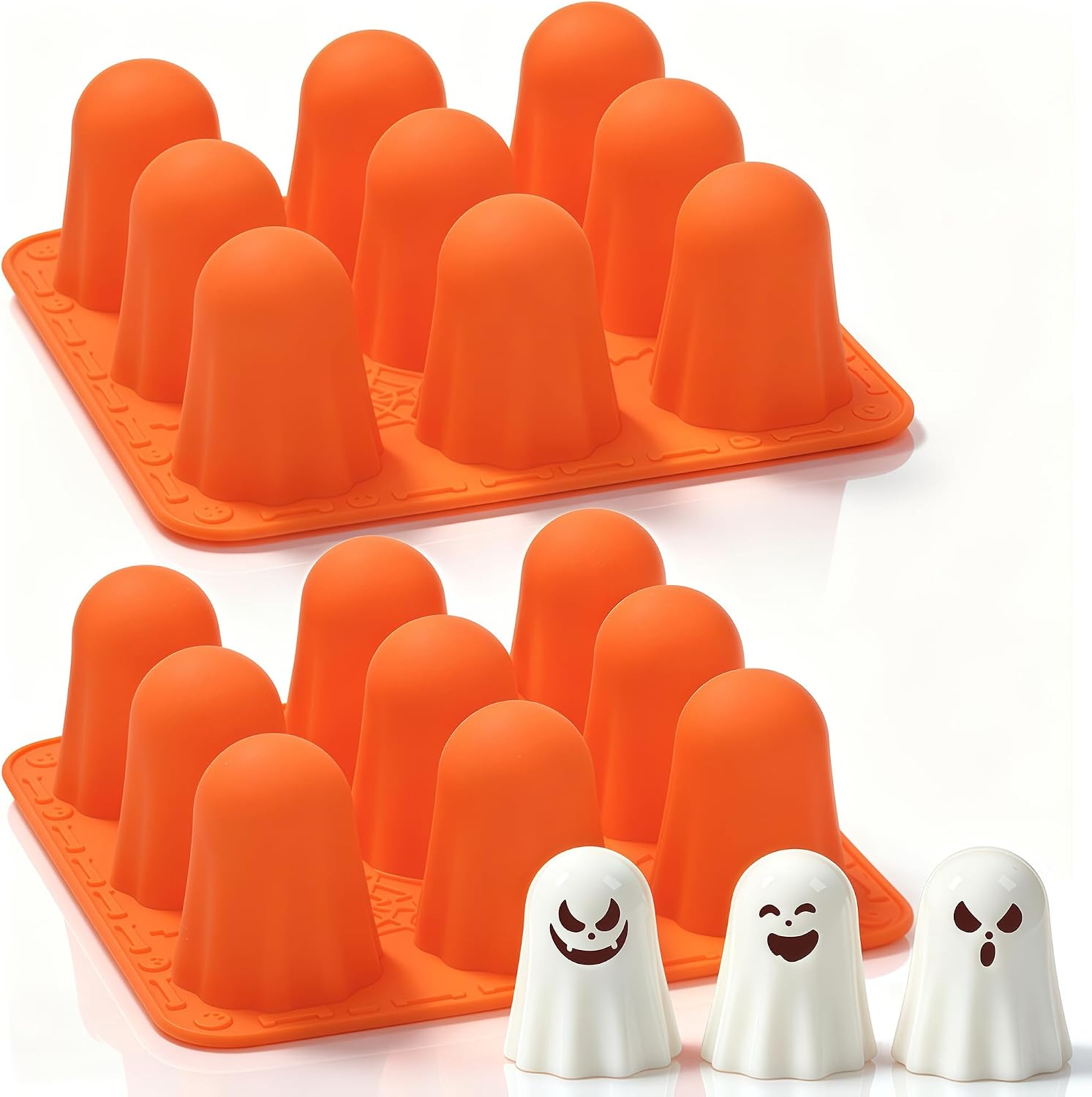 KASHME 2 Packs Halloween Silicone Molds, 9-Cavity 3D Ghost Silicone Mold