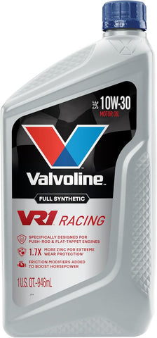 Valvoline VR1 Racing Synthetic SAE 10W-30 Motor Oil 1 QT, Case of 6