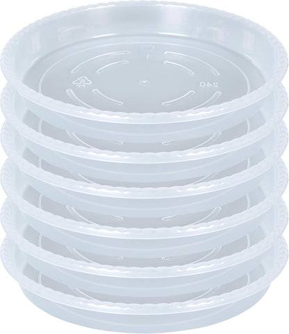 OVZILKI Plant Saucer 2 Pack of 8 inch, Clear Plastic Flower Plant Pot Saucer, Heavy Duty Plant Drip Trays Saucers for Indoor, Plant Water Tray for Planters