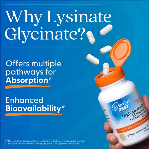 Doctor's Best High Absorption Magnesium Glycinate Lysinate, 240 Count