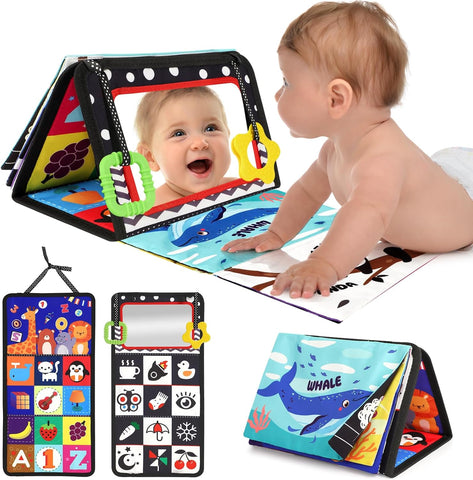 URMYWO Tummy Time Mirror Toys, High Contrast Baby Toys for Newborn