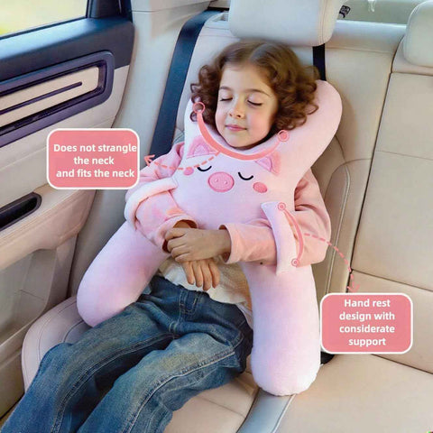 Car Pillow for Travel Animal-Themed Car Seat Cushion with Safety Belt Protector Soft Plush Material 4 Cute Styles: Pig, Dog, Rabbit, Panda (Panda)
