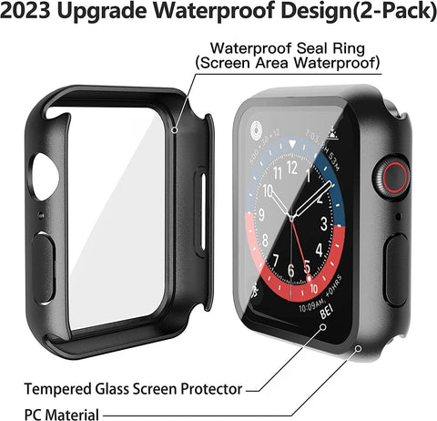 Misxi 2-Pack Waterproof Case for 44mm Apple Watch SE3/SE2/SE/Series 6/5/4