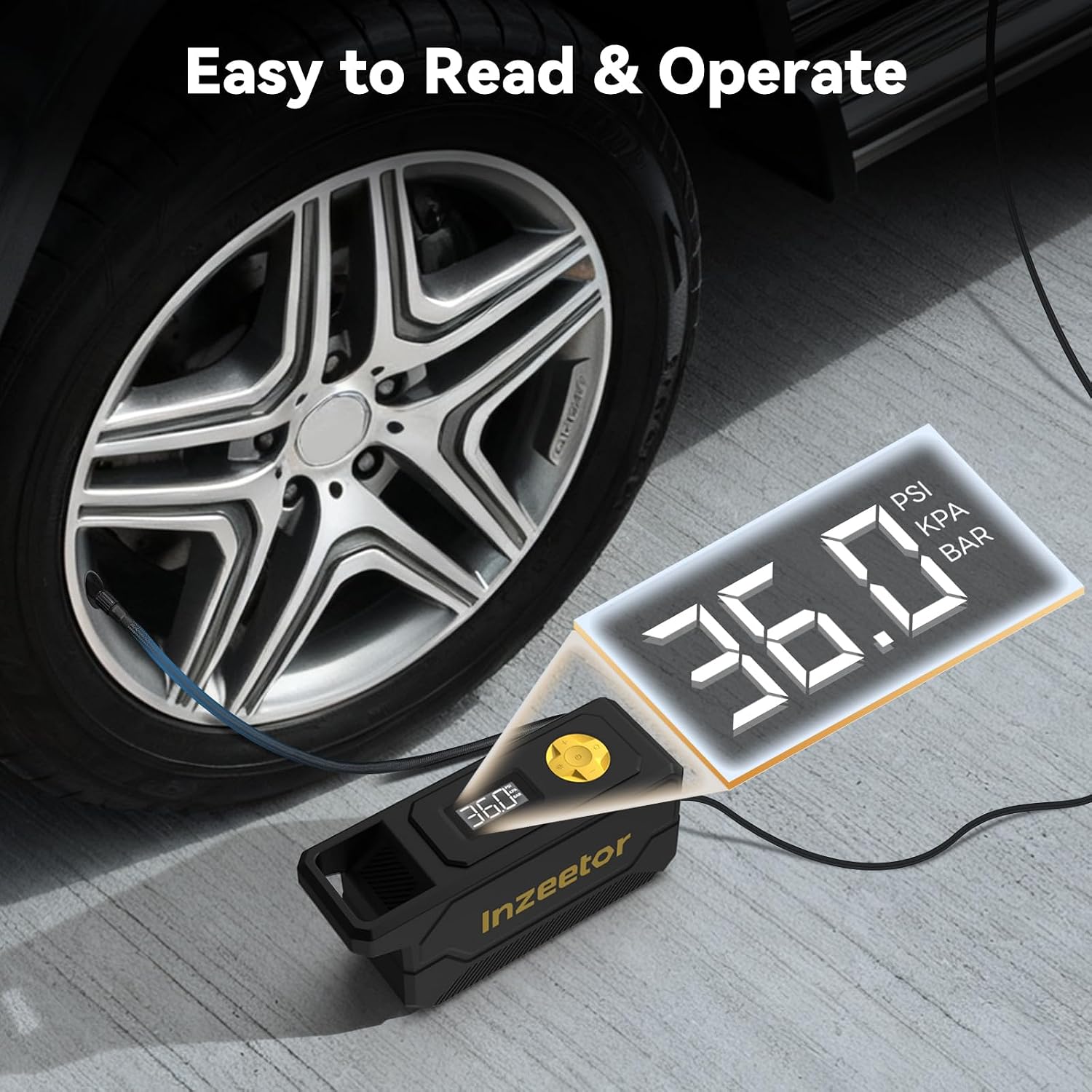 150 PSI Tire Inflator Portable Air Compressor with Digital Pressure, Black
