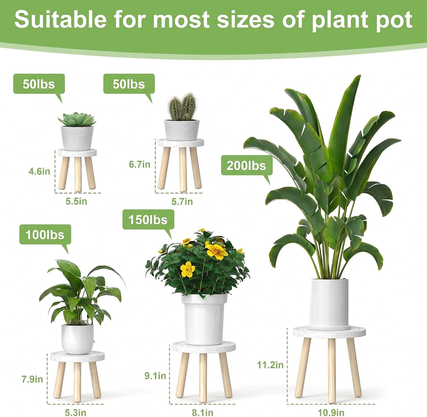 Wood Plant Stands Indoor, 16.7" Tall Plant Stand Outdoor Mid-Century Plant Stool, Single Plant Table Modern Small Round Side/End Table for Living Room, Balcony, Office (Brown)
