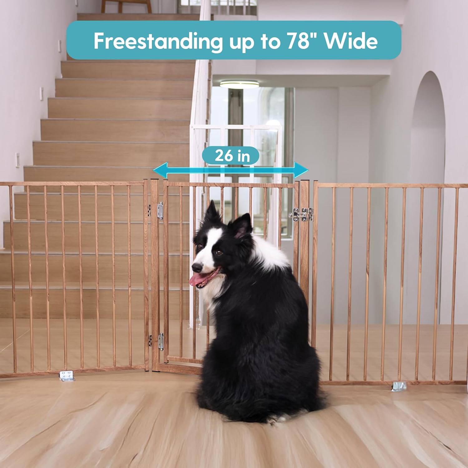 No Pawblems Freestanding Dog Gate with Door for Indoor & Outdoor, 30'' Tall