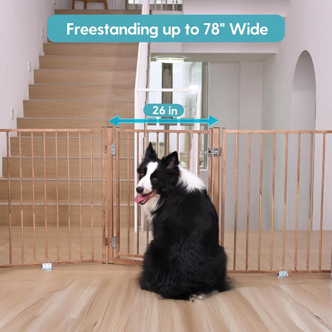 No Pawblems Freestanding Dog Gate with Door for Indoor & Outdoor, 30'' Tall