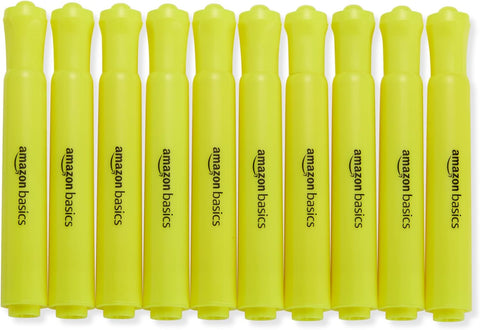 Amazon Basics Tank Style Highlighters, Chisel Tip, Bible Highlighter, Office and School Supplies, 12 Pack, Yellow