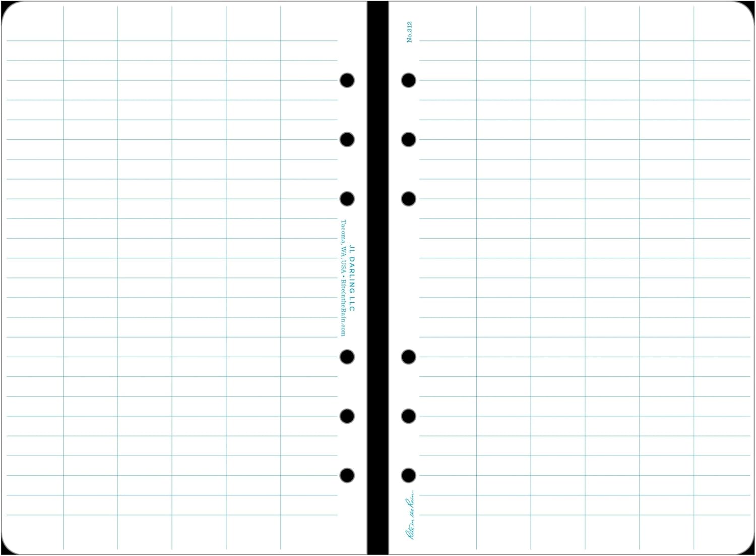 Rite in the Rain Weatherproof Loose Leaf Paper, 4.625" x 7", 32# White, Level Pattern, 100 Sheet Pack (No. 312)